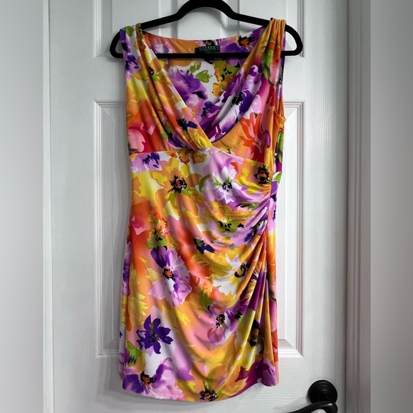 Lauren Ralph Lauren Dresses & Skirts - Lauren Ralph Lauren Floral Sleeveless Mini Dress in Yellow, Purple, Pink, Orange